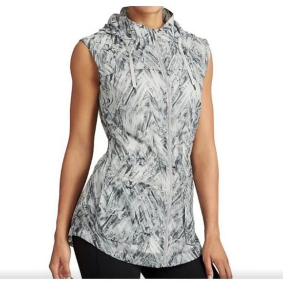 Athleta Jackets & Blazers - Athleta XS Gray Marble Hooded Active Vest | Lightweight Zip Sleeveless XS